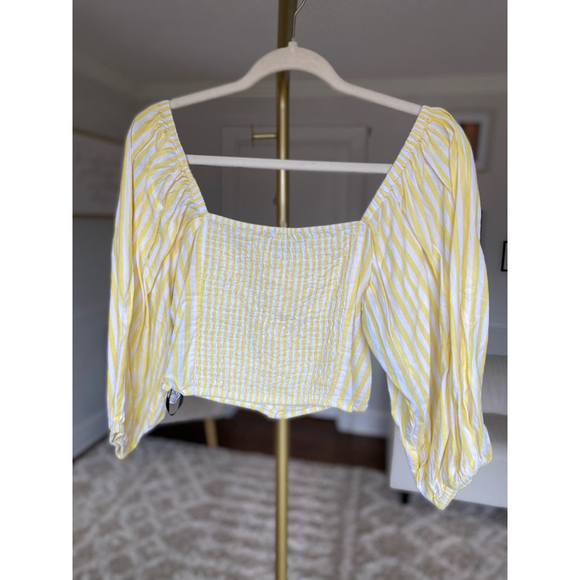 Forever 21 Gingham Crop Top Puff Sleeve Cottagecore Smocked Cotton Vaca Summer L - Picture 5 of 6